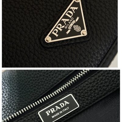 Prada 黑色原單精品 2VD075 新款郵差包 男士百搭磁扣肩背包
