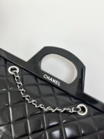 CHANEL超A黑銀衣架包 中古光感油蠟皮手提包 限量復刻手柄設計