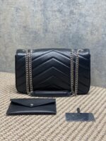 YSL精品仿製LouLou信封鏈條包新款大容量羊皮絎縫附拆卸卡包化妝鏡801439