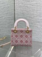 Dior 復刻版 Lady Dior 粉色珠子戴妃包17cm限量高仿優雅氣質女神款