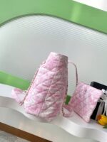 CHANEL一比一粉白配色沙灘包 甜美雙C菱格紋大容量托特 夏日限定風格AS5429