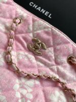 CHANEL一比一粉白配色沙灘包 甜美雙C菱格紋大容量托特 夏日限定風格AS5429
