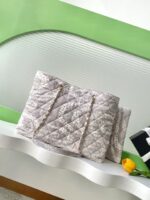 CHANEL精品仿製灰白沙灘包格紋設計時尚耐看大容量托特小香風風格AS5429