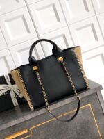 CHANEL精品仿製黑色編織風沙灘托特包容量大經典小香風通勤首選