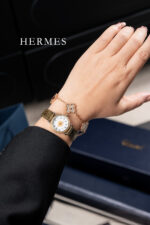 HERMES精品仿製金幣麻花中古表 復古幸運風格原裝鴕鳥皮錶帶