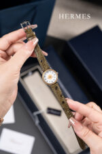 HERMES精品仿製金幣麻花中古表 復古幸運風格原裝鴕鳥皮錶帶
