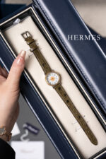 HERMES精品仿製金幣麻花中古表 復古幸運風格原裝鴕鳥皮錶帶