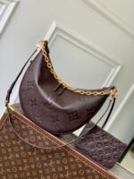LV M14042 精品仿製Loop Hobo巧克力色肩背包 金鍊點綴高貴優雅