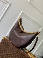 LV M14042 精品仿製Loop Hobo巧克力色肩背包 金鍊點綴高貴優雅