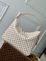 LV 一比一Slouchy MM格紋手袋 高級感大容量通勤包 氣質優雅法式風N00126