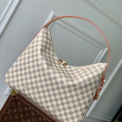 LV 一比一Slouchy MM格紋手袋 高級感大容量通勤包 氣質優雅法式風N00126