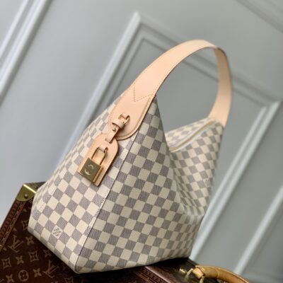LV 一比一Slouchy MM格紋手袋 高級感大容量通勤包 氣質優雅法式風N00126