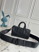 LV 復刻版 Keepall Aerogram 黑色牛皮旅行包 航空信箋靈感 雅緻簡約男士風