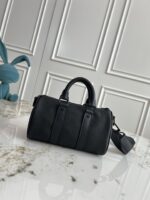 LV 復刻版 Keepall Aerogram 黑色牛皮旅行包 航空信箋靈感 雅緻簡約男士風