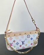 LV A貨白三彩麻将包Pochette Accessoires手袋時尚經典精緻工藝