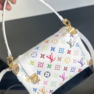 LV精品仿製白三彩Side Trunk中號手袋復古盒型設計時髦吸睛