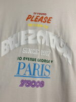 Balenciaga 巴黎世家白色前後刺繡字母圓領短袖T恤｜純棉磨破工藝 定染面料 潮流男女款