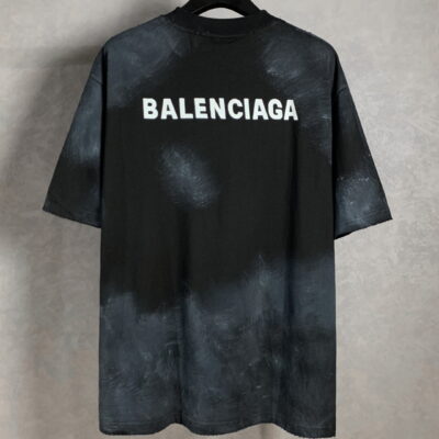 Balenciaga 巴黎世家 白色前後刺繡圓領短袖T恤｜磨破手繪工藝 潮流高質感男女款