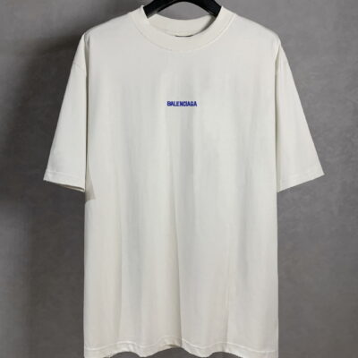 頂級原單Balenciga 白色前後刺繡字母短袖T恤｜磨破做舊復古感 百搭潮人款