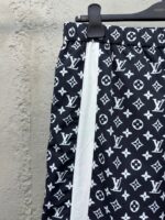 LV 高仿 運動梭織滿印長褲 Monogram 撞色拼接 男女同款 黑色款