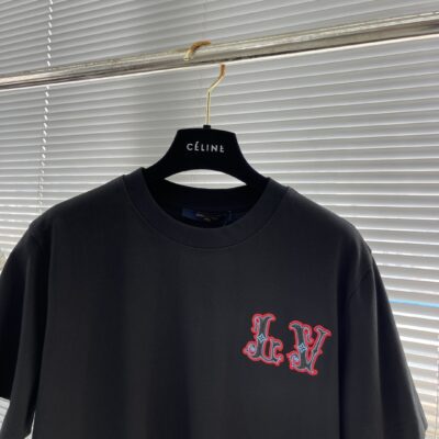 LV 一比一刺繡圓領短袖T恤 高克重水洗棉 前後Logo設計 2025春夏新款