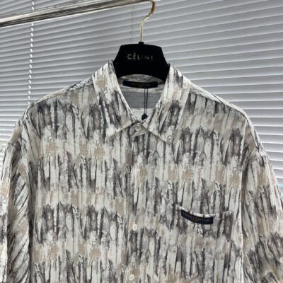 LV 原單壓花格子短袖衬衫 男士夏季休閒痞帥春秋百搭