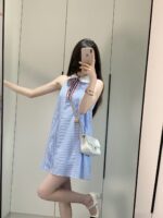 Thom Browne A貨泡泡紗條紋連衣裙 彩織蝴蝶結設計 夏日優雅百搭款