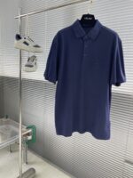 LV 精品仿製雲朵刺繡翻領T恤 藍色微闊版型 2025春夏潮流百搭推薦