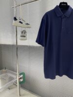 LV 精品仿製雲朵刺繡翻領T恤 藍色微闊版型 2025春夏潮流百搭推薦
