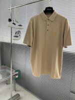 LV 原單翻領T恤 卡其色雲朵刺繡 2025春夏潮流百搭款 男女同款