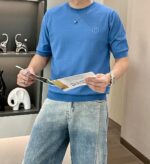 Hermès A貨男士短袖針織衫 H繡標圓領T恤 2025春夏新款 天絲羊毛混紡 清爽透氣質感款