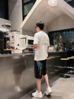 LV 精品仿製 夏季新款黑色休閒短褲 高級定制430g大毛線圈純棉面料
