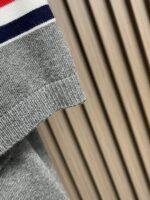 Thom Browne 原單灰色提花小狗針織Polo衫 滿版俏皮圖騰 夏季翻領短袖百搭款