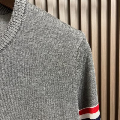 Thom Browne 原單灰色提花小狗針織Polo衫 滿版俏皮圖騰 夏季翻領短袖百搭款