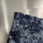 LV 精品仿製 刺繡花卉牛仔短褲 男女同款 高端定制面料