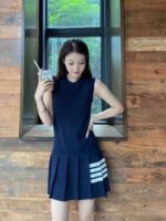 THOM BROWNE 原單無袖連衣裙 女星同款修身設計 夏季新作優雅風格