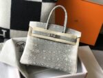 Hermès愛馬仕復刻版蜥蜴紋Birkin包 本色/喜馬拉雅白 25cm 蜡線縫製氣場手提包