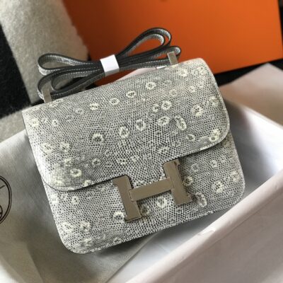 Hermès 原單蜥蜴紋迷你包 喜馬拉雅白色 全鋼五金質感 法式奢華手感