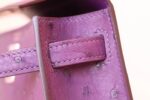 Hermès 一比一 Kelly Mini 2鴕鳥皮手提包 海葵紫金扣 氣質優雅復古風
