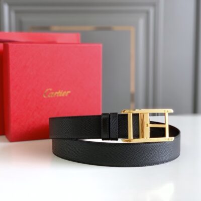 卡地亞 Cartier 專櫃款男士皮帶｜進口小牛皮｜黑咖雙色｜3.5cm寬