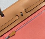 Hermès A貨 Herbag通勤手提包 唇膏粉牛皮帆布拼接 氣質挺版優雅風