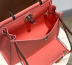 Hermès A貨 Herbag通勤手提包 唇膏粉牛皮帆布拼接 氣質挺版優雅風