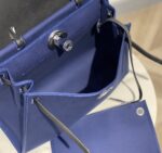 Hermès 精品仿製 Herbag手提通勤包 深藍帆布拼牛皮 硬挺有型法式質感