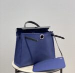 Hermès 精品仿製 Herbag手提通勤包 深藍帆布拼牛皮 硬挺有型法式質感