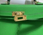 Hermès愛馬仕復刻版Mini Kelly二代竹林綠19cm手提包 EP皮革蜜蠟縫線優雅精緻