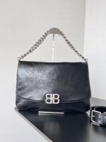 Balenciaga 一比一BB Soft大號包 黑色小牛皮 腋下斜背兩用包 2023秋冬時尚必備