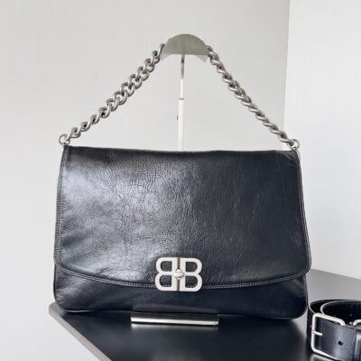 Balenciaga 一比一BB Soft大號包 黑色小牛皮 腋下斜背兩用包 2023秋冬時尚必備