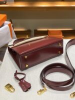 Hermès 頂級原單 Kelly 22手提包 Box皮波爾多紅金扣 全皮配件法式復古風