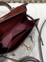 Hermès 頂級原單 Kelly 22手提包 Box皮波爾多紅金扣 全皮配件法式復古風