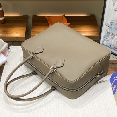 Hermès愛馬仕一比一Plume羽毛包 大象灰32cm Swift皮革 高端大容量手提包